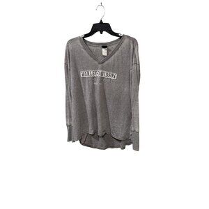 Harley-Davidson Gray V-Neck Long Sleeve Womens Top Sturgis South Dakota XL
